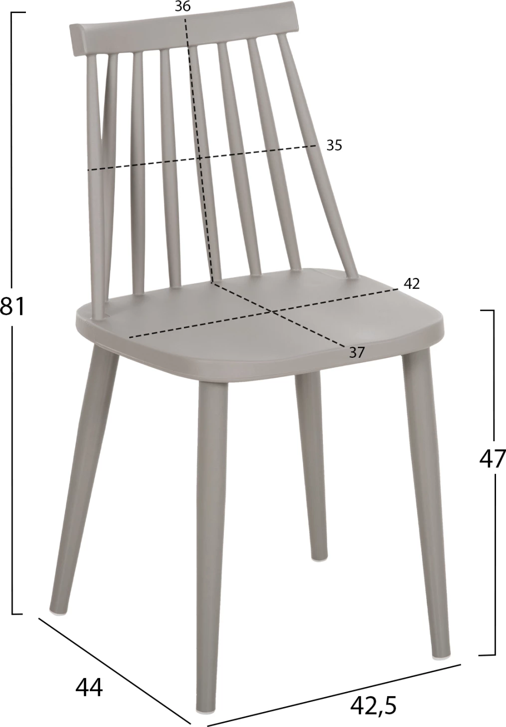 Karrige ngrënieje FH8052.22 Vanessa GRI me këmbë metalike GRI 42.5x44x81H cm., set prej 4 copë