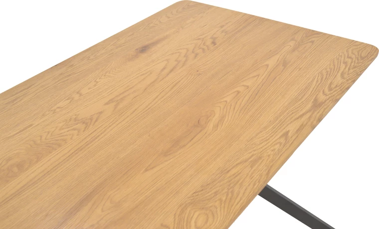 Tavolinë moderne MDF, këmbë metalike të zeza, natyrale, 120x70x75cm