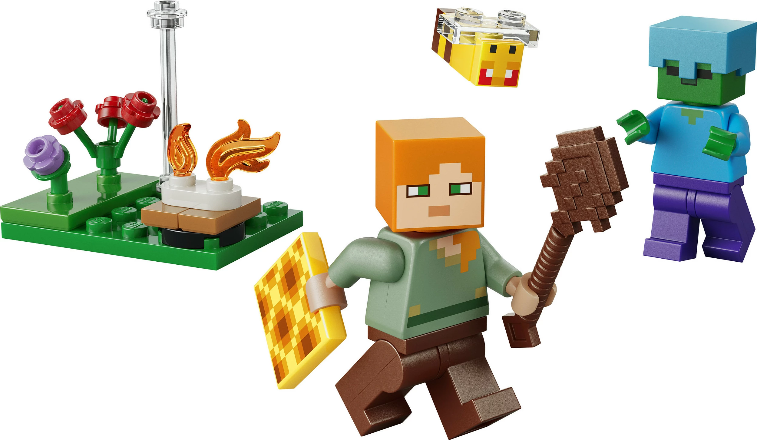 Set ndërtimi LEGO Minecraft 30732 Alex's Campfire Conflict, 31 pjesë, multikolor