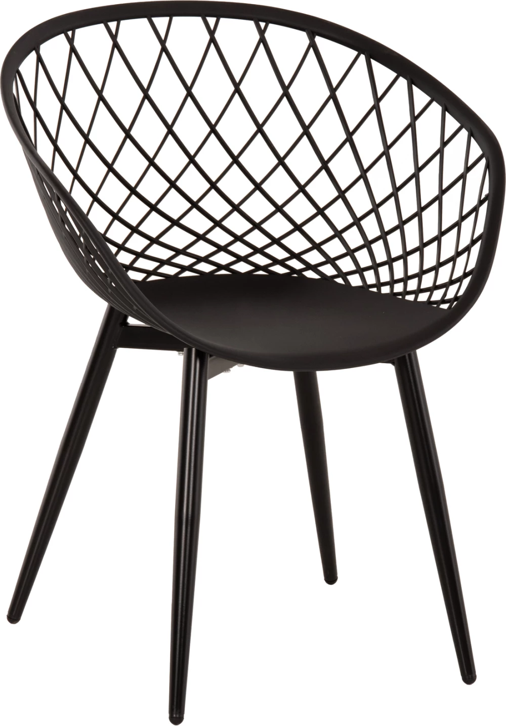 Karrige ARIADNE FH8001.22 polipropileni e zezë - këmbë metali të zeza 63x56x80Hcm., set prej 4 copësh