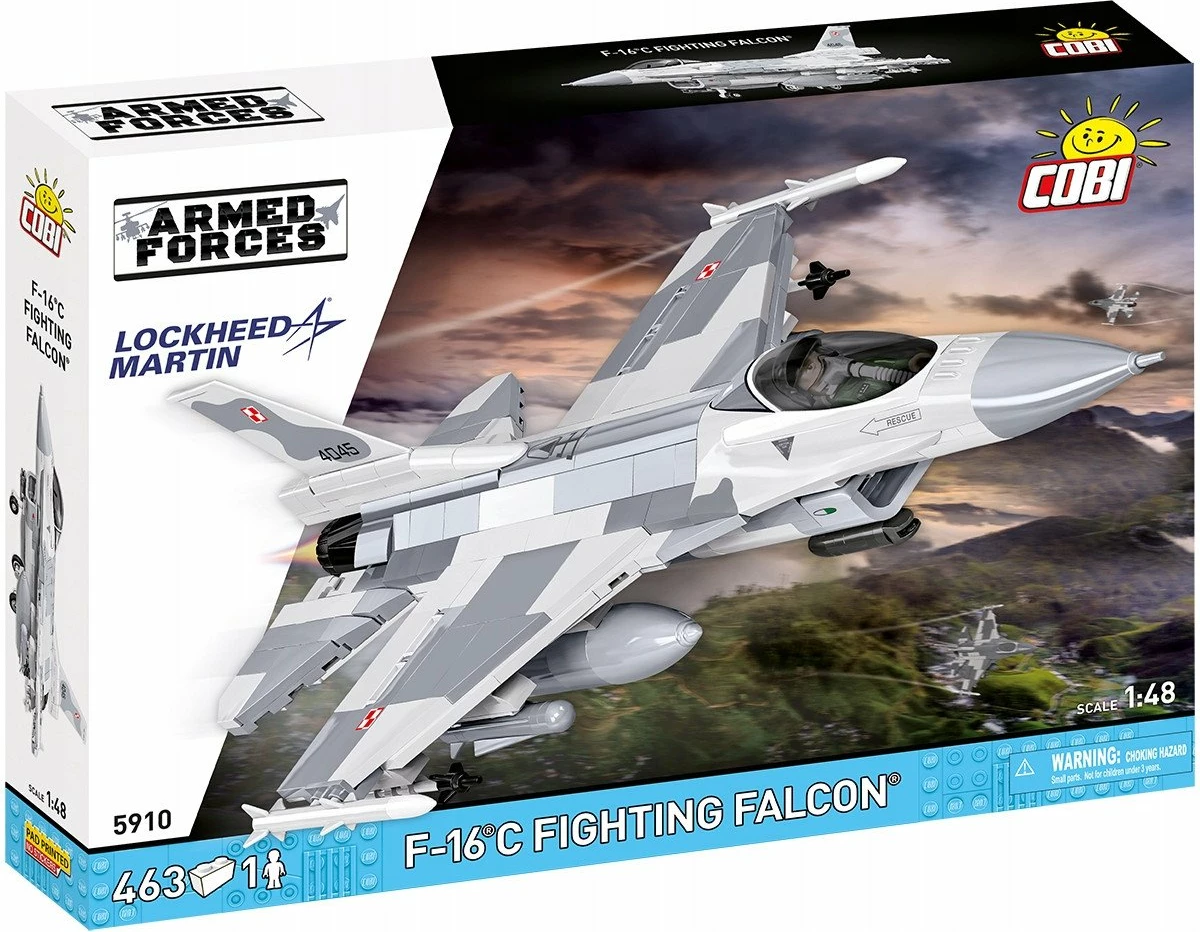 Set blloqe ndërtimi Cobi Armed Forces F-16C Fighting Falcon 5910, 463 copë, shkallë 1:48, gri