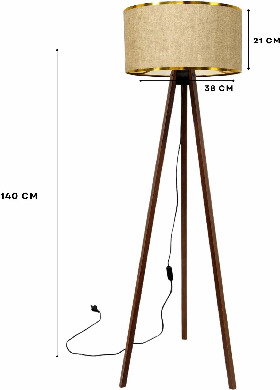 Llambë dyshemeje Opviq, AYD-2986, dru, kapak stof, bezhë