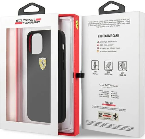 Mbështjellës Ferrari FESSIHCP12SBK për iPhone 12 mini 5.4", silikon, i zi
