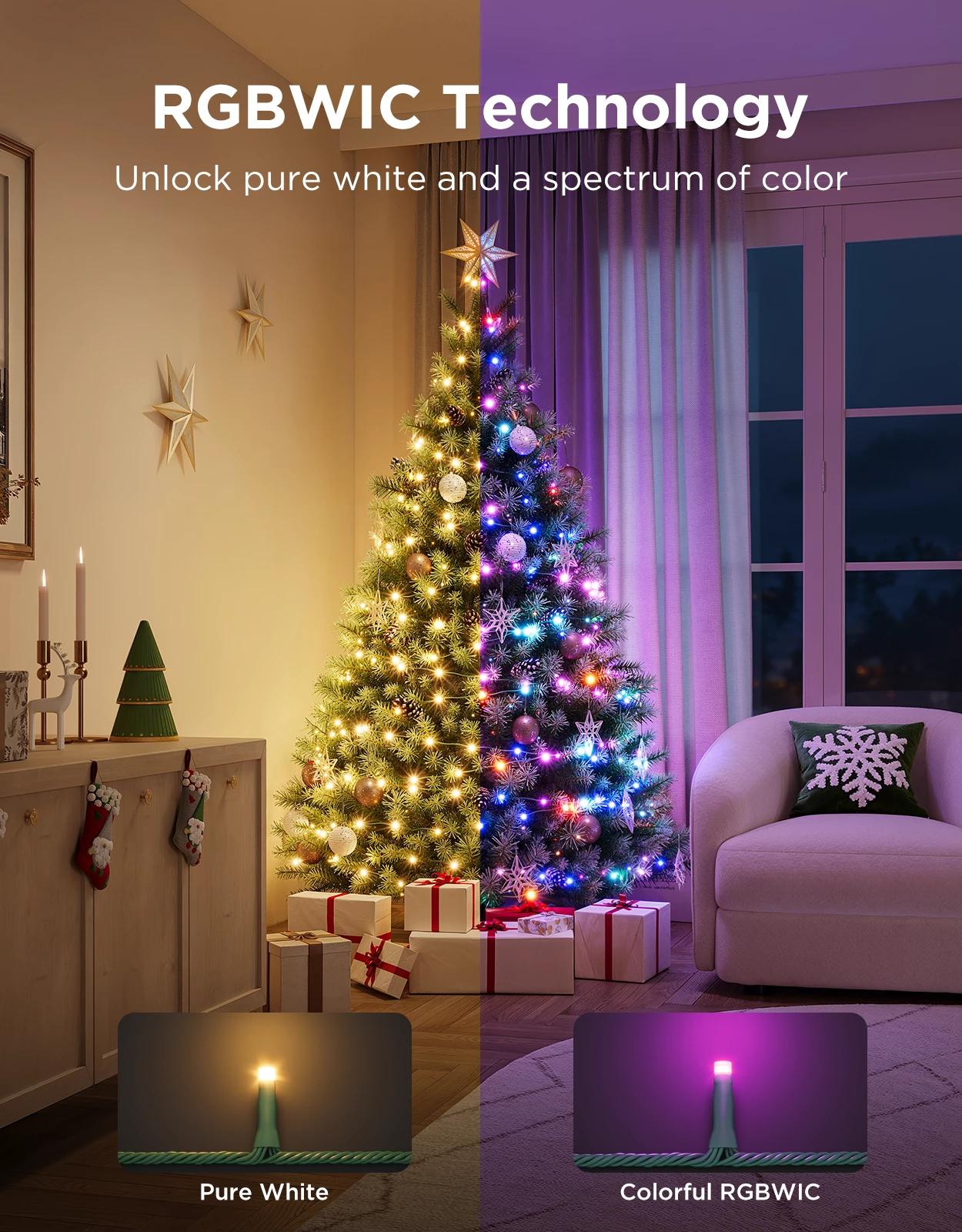 Drita varëse dekorative Govee H6871, 20 m, 250 LED, RGBWIC, Smart (Alexa/Matter/Google Home)