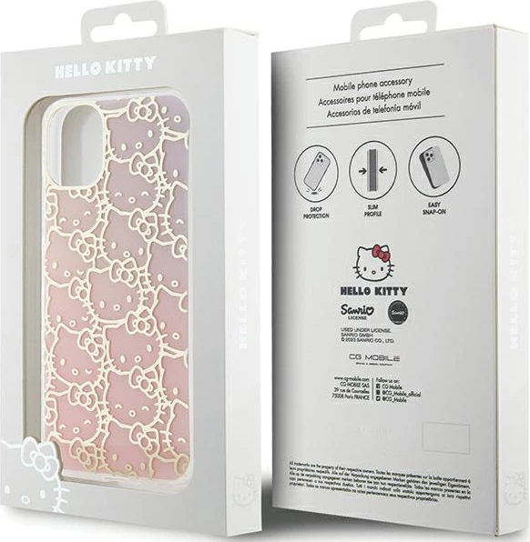 Mbështjellës Hello Kitty IML Gradient Electrop Crowded Kitty Head për iPhone 11/XR, Rozë