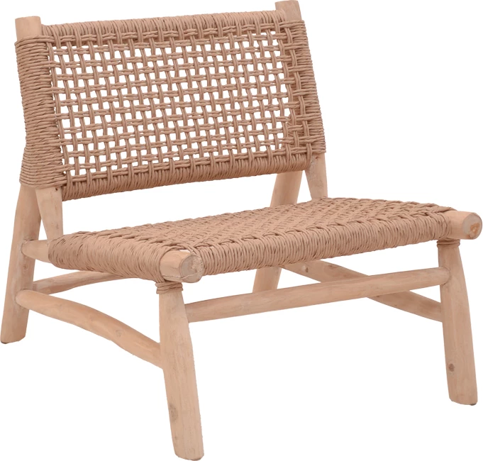 Karrige Wanderlene, ngjyrë natyrale, dru teak dhe litar, 67x79x68cm