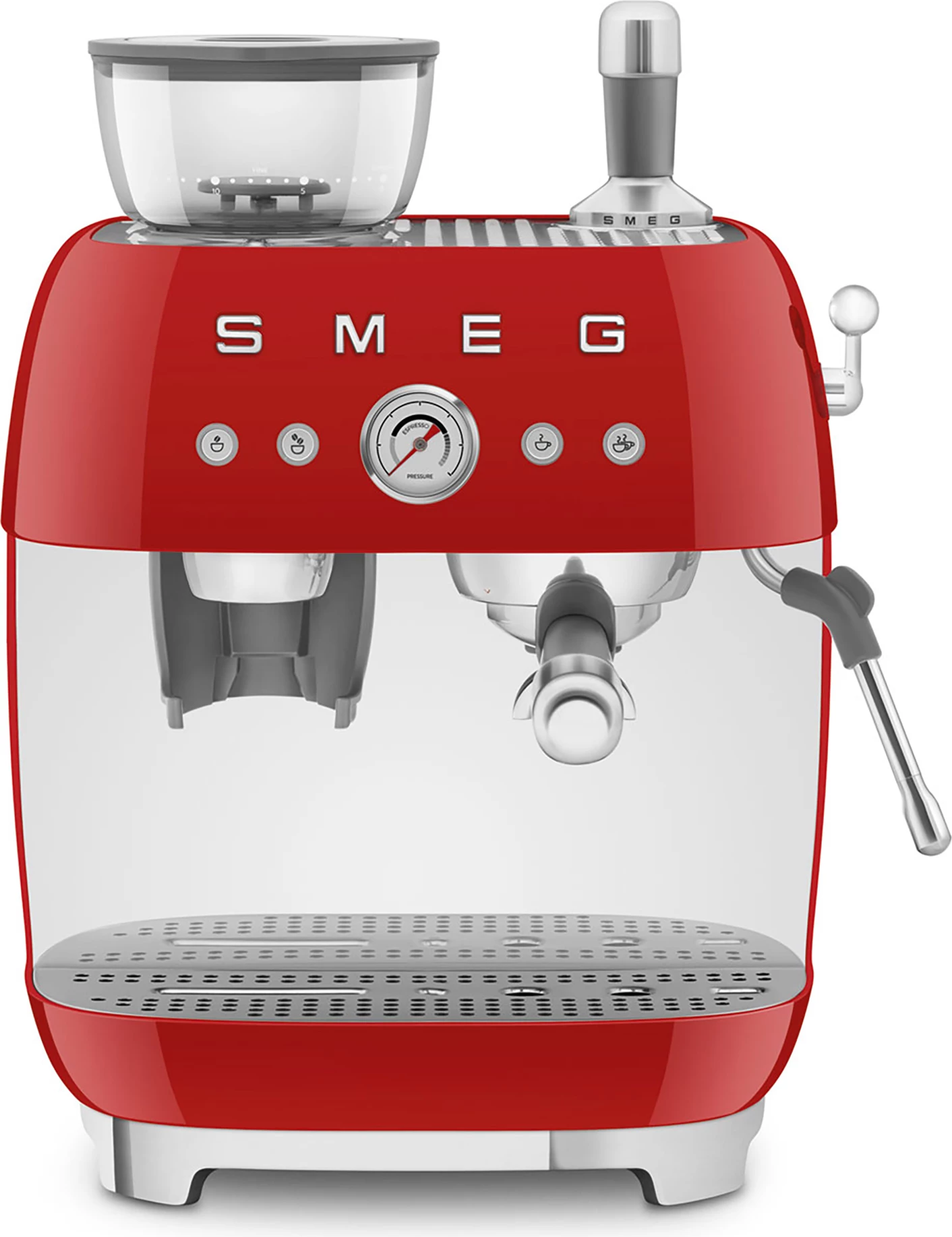 Makinë espresso Smeg EGF03RDEU 2.4 L, me mulli të integrum, 1350 W, 15/20 bar, e kuqe
