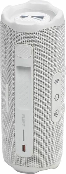 Altoparlant portativ Bluetooth JBL Flip 7 (JBLFLIP7WHT), 35W RMS, IP68, deri 16 orë, bardhë, me rrip dore + karabiner