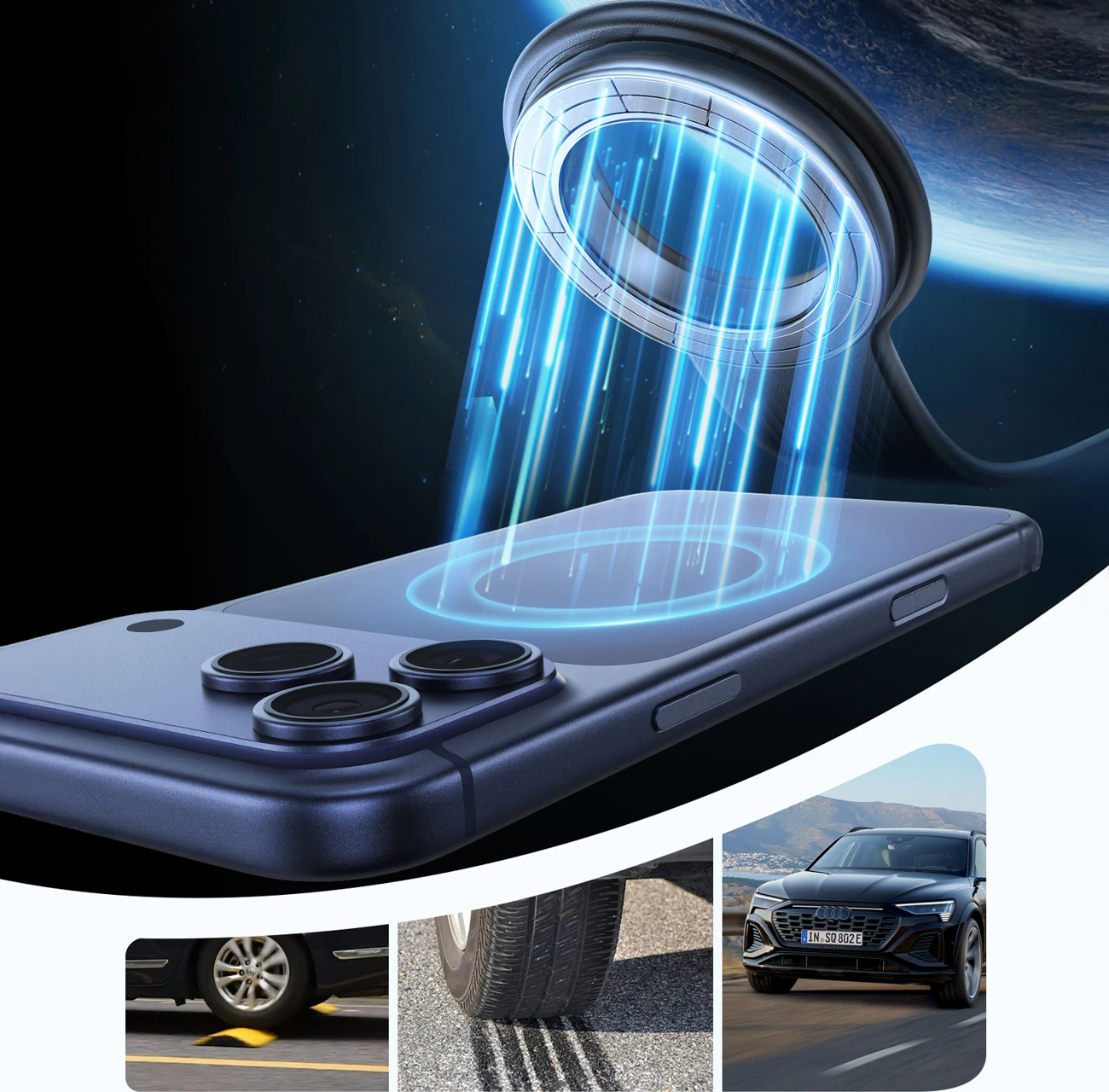 Mbajtëse magnetike telefoni për veturë Joyroom JR-ZS518, krah fleksibil, montim në xham/dashbord, e zezë