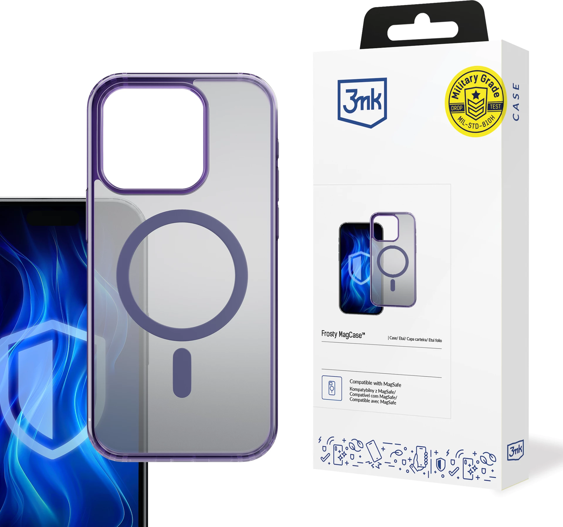 Mbështjellës 3mk Frosty MagCase për iPhone 14 Pro, MagSafe, Violet