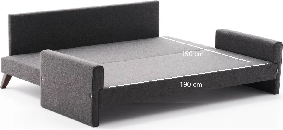 Krevat-sofë treshe, ngjyrë antracit, Bella Sofa Bed