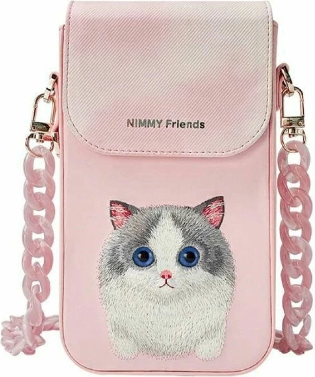 Çantë telefoni Nimmy Big Eyed Pet 2.0 Cat, rozë