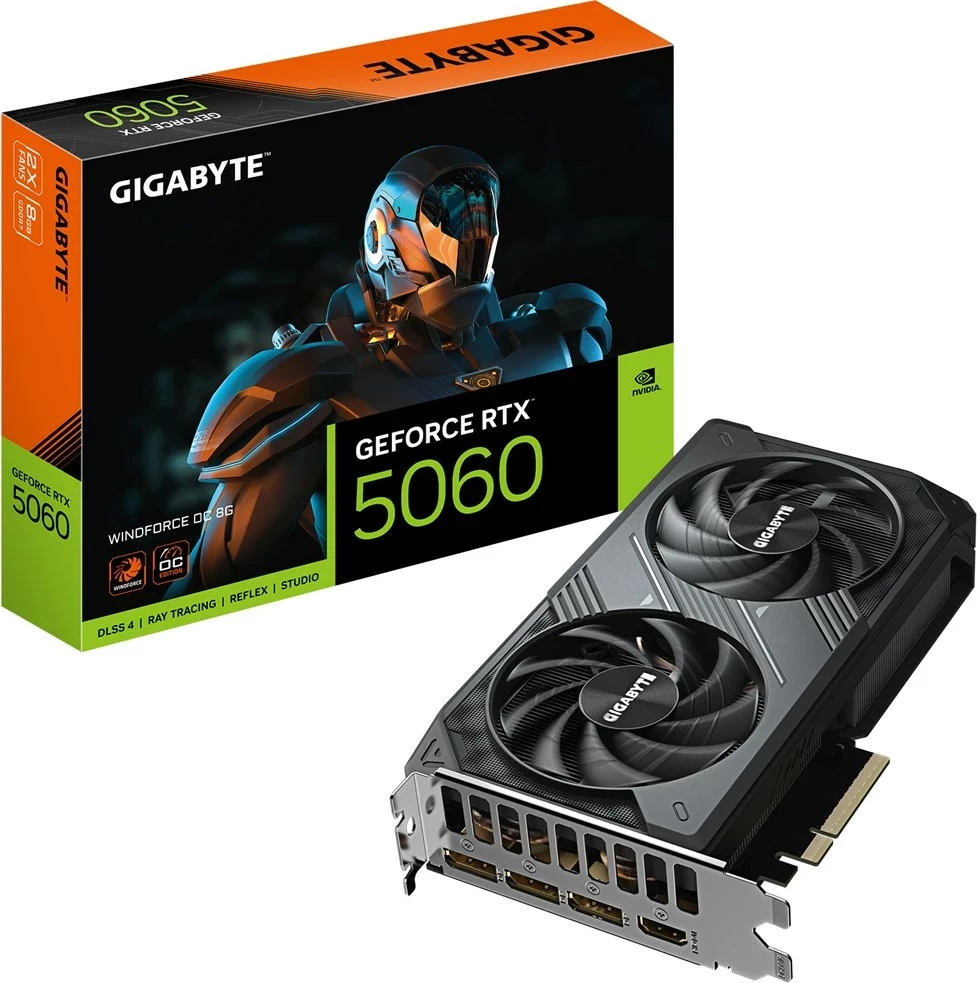 Kartelë grafike Gigabyte GeForce RTX 5060 WINDFORCE OC 8G, 8GB GDDR7, PCI-E 5.0, e zezë