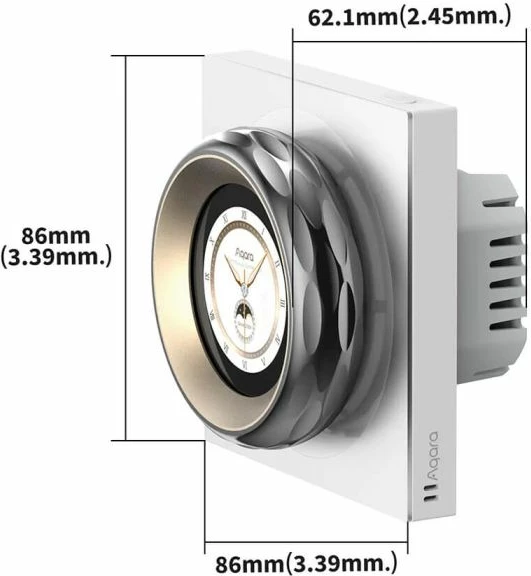Switch smart me ekran AQARA Touchscreen Dial V1 EU DS-K01D, LCD 2.08\", Wi-Fi 2.4/5GHz + Zigbee 3.0 + Matter, i bardhë