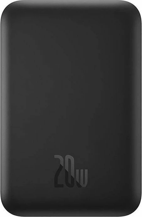 Powerbank Baseus Magnetic Mini Air 6000mAh 20W, karikim wireless magnetik, me kabllo USB-C në USB-C 30cm, i zi