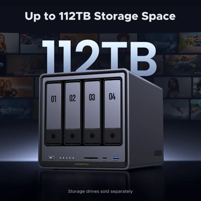 NAS UGREEN NASync DXP4800 Plus, 4+2 bay, Intel 8505, 8GB DDR5, 2.5GbE + 10GbE, gri