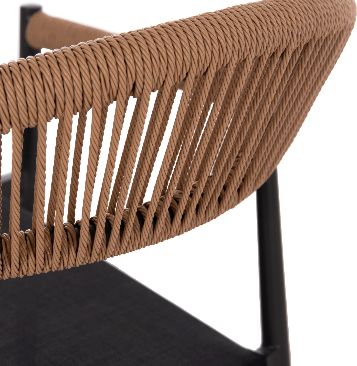 Karrige për tavolinë jashtë BERG FH6284.02 alumini & textilene ngjyrë gri e errët--P.E. rattan i përdredhur 55x56x79Hcm.