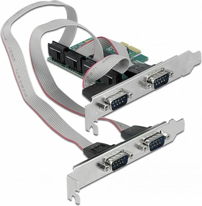 Kartelë zgjerimi PCIe DeLOCK 90410, 4x RS-232, low-profile, e gjelbër