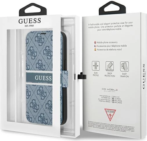 Mbështjellës Guess GUBKP13S4GDBL për iPhone 13 mini 5.4", 4G Stripe, kaltër