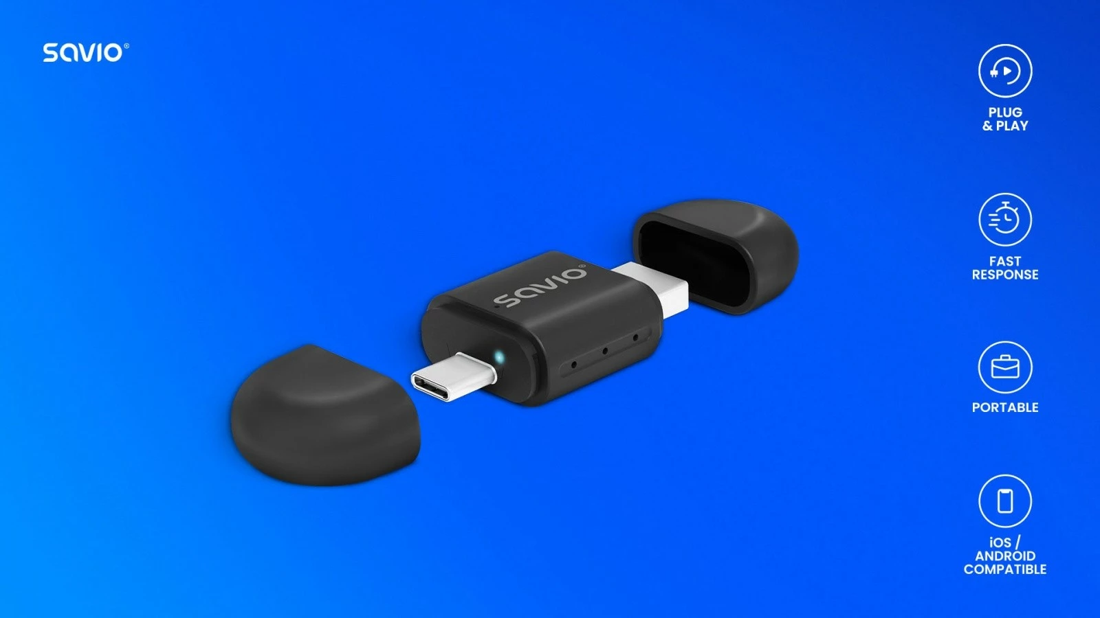 Adapter wireless për CarPlay & Android Auto Savio TR-17, i zi