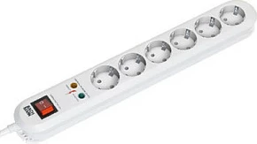 Zgjatues rryme Bachmann SMART, 6x Schuko (CEE7/3), 1.5m, me SPD dhe ndërprerës, i bardhë