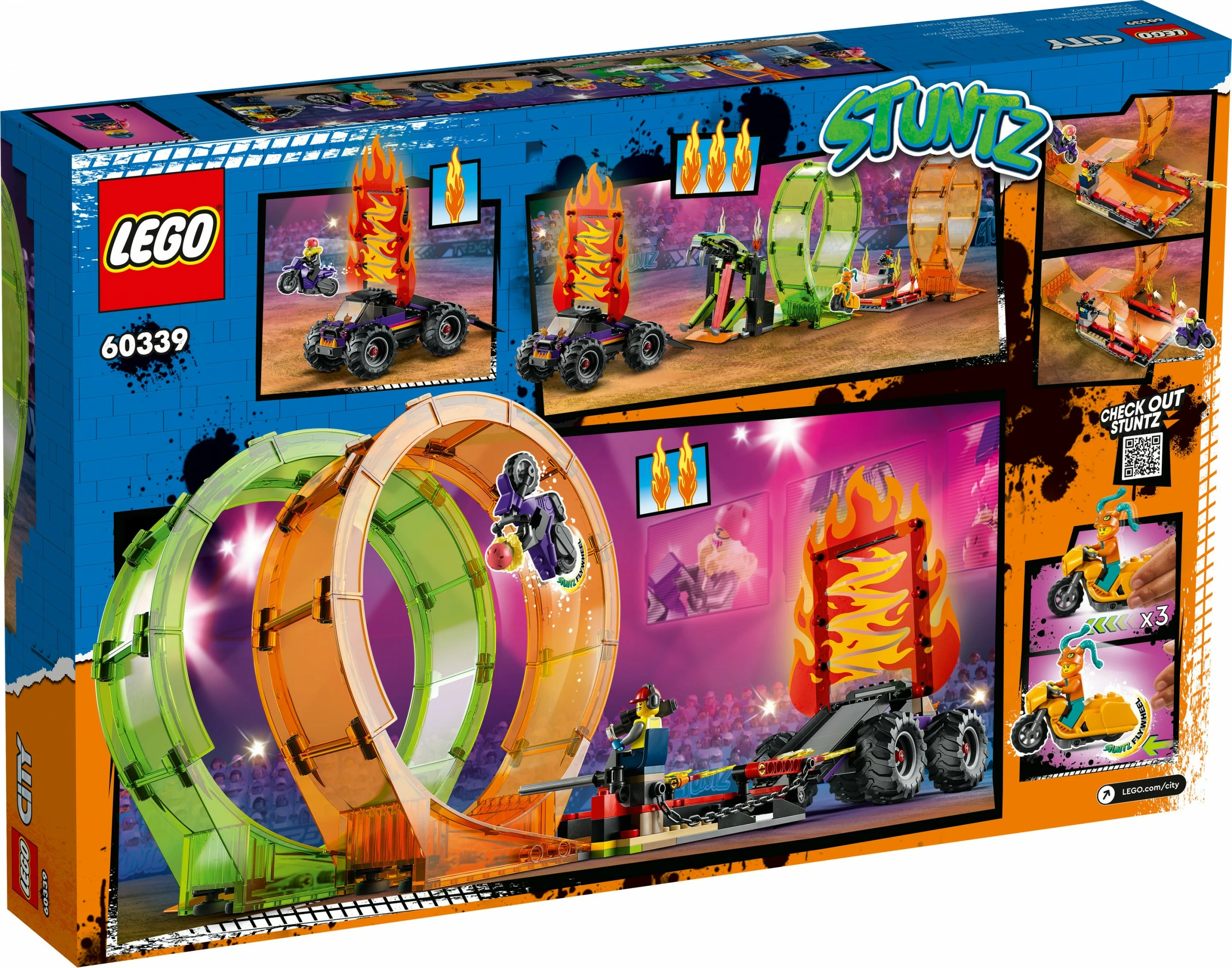 Set ndërtimi LEGO City Double Loop Stunt Arena, 598 pjesë, plastikë, shumëngjyrësh