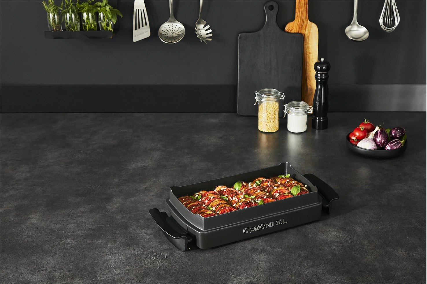 Tavë pjekjeje Tefal XA7278, për OptiGrill XL, drejtkëndëshe, e zezë