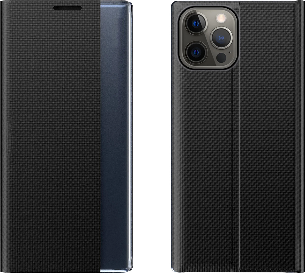 Mbështjellës Hurtel Sleep Case me dritare të zgjuar, për iPhone 13 Pro, e zezë