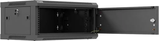 Kabinet rack për mur 19\" Lanberg WF01-6404-00B 4U 600x450, i zi, flat pack