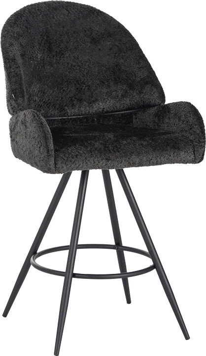 Karrige për bar Morea rrotulluese, ngjyrë e zezë, këmbë metalike të zeza, 68x66x82.5cm