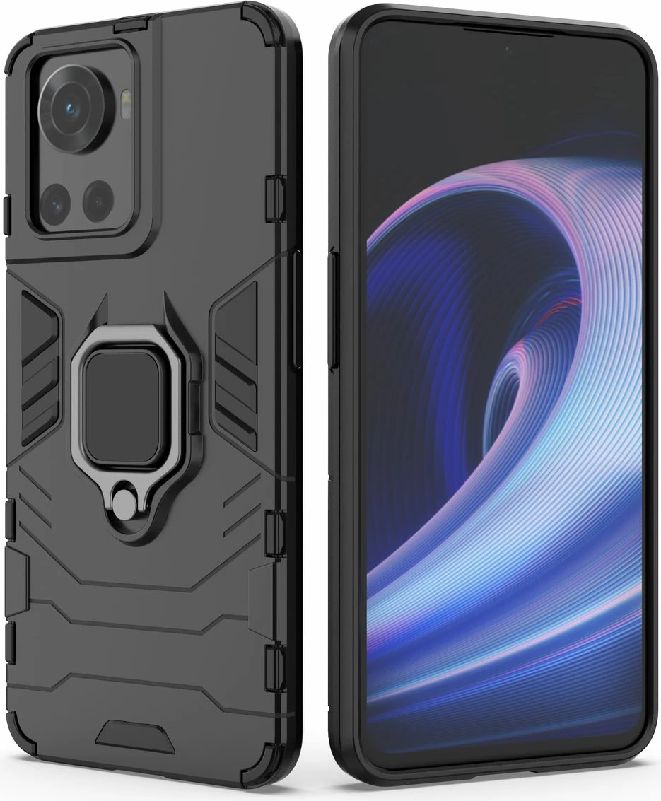 Mbështjellës Hurtel Ring Armor për OnePlus Ace, me dorezë magnetike, i zi