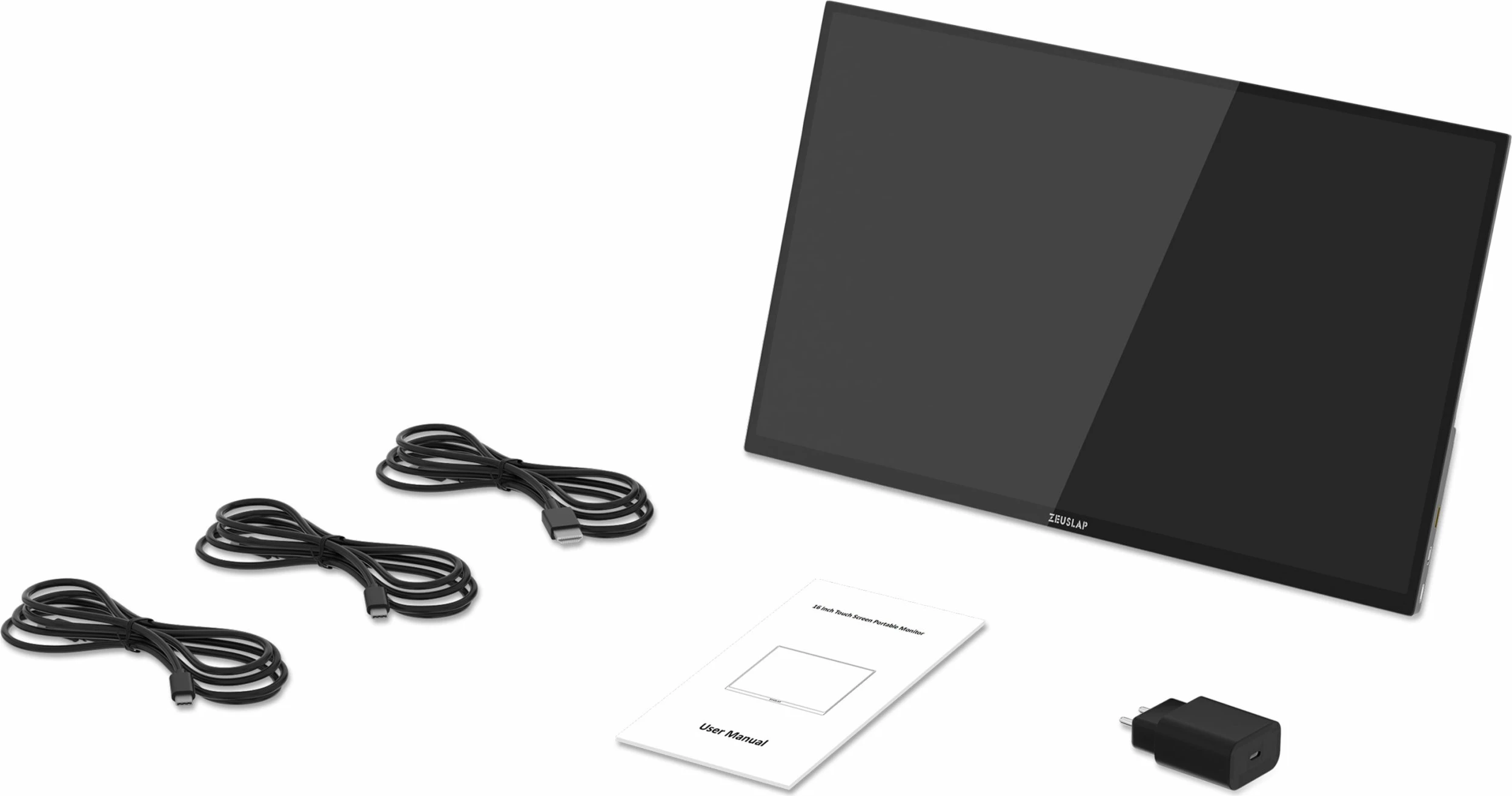 Monitor portativ Zeuslap P16T 16" WUXGA IPS touchscreen 60Hz, i zi, set me kabllo dhe mbështjellës