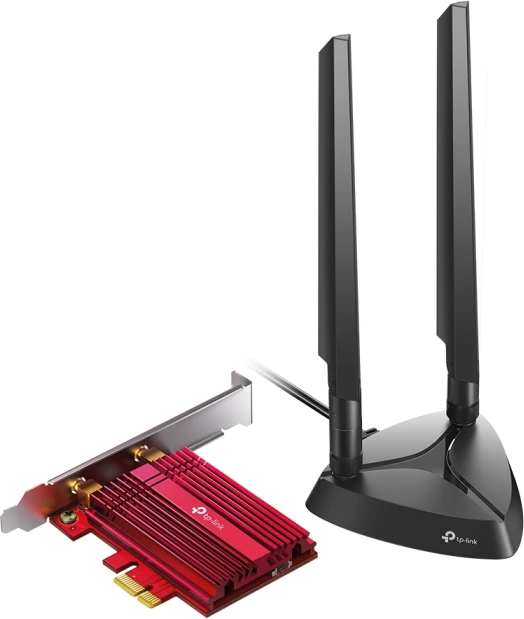 Adapter PCIe Wi‑Fi 6E TP-LINK Archer TXE75E AXE5400, Bluetooth 5.3, kuqe/zi