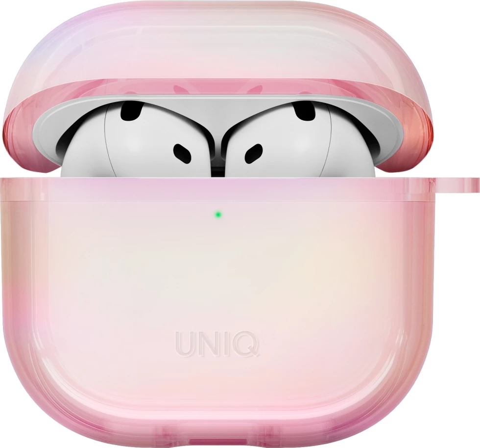 Mbështjellës UNIQ Iridescia për AirPods 4, me karabinë, Holo Pink