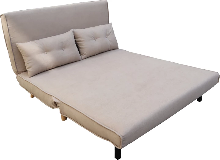 Divan-krevat dy ulëse, material bezhë, këmbë druri natyrale, 122x80x81cm