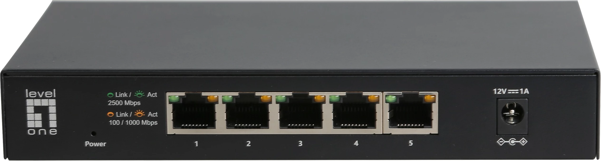 Switch LevelOne 5-Port, 2.5G Ethernet, Pa menaxhim, Montueshëm në mur