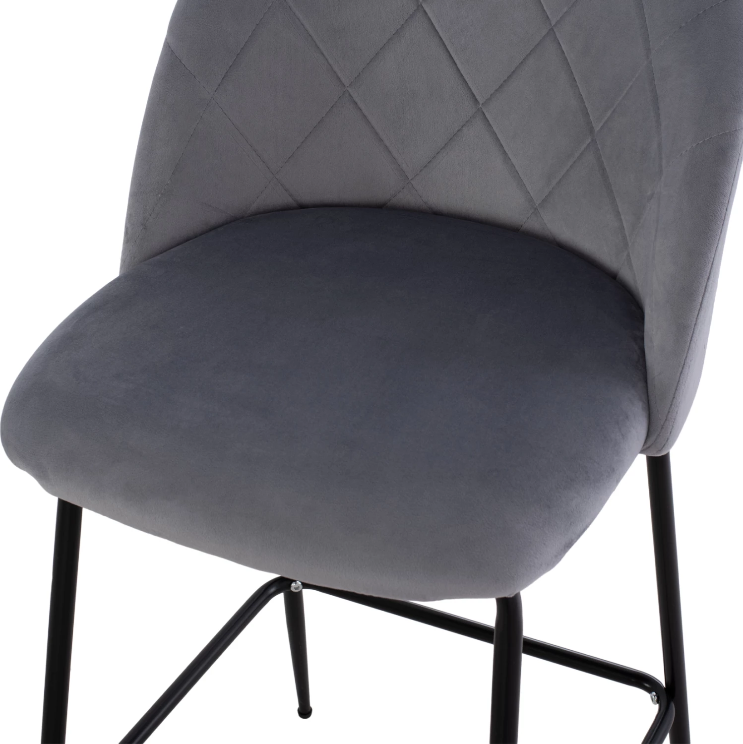 Karrige për bar, lartësi mesatare, FH8732.11, këmbë metalike, kadife gri, 50x56x98 cm., set prej 2 copë