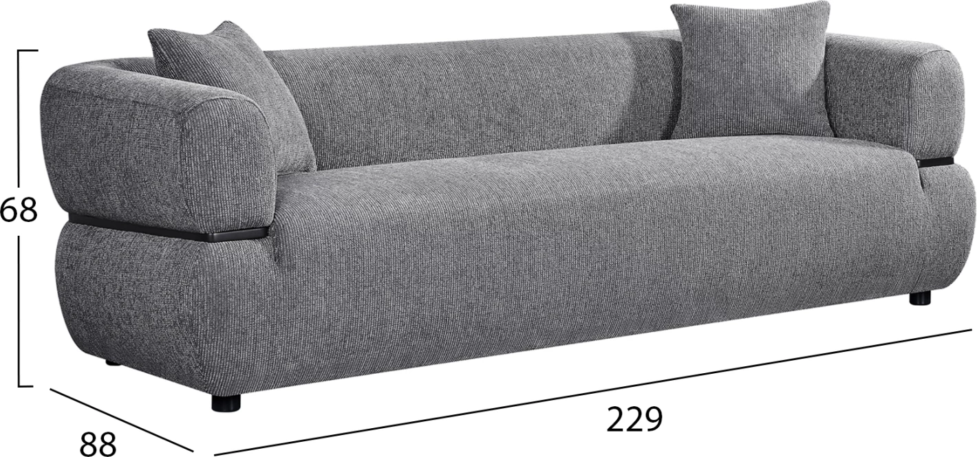 Divan treshe ARCTIS, material gri, FH3327.01, 229x88x68cm