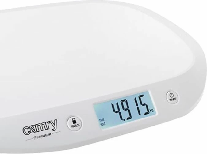 Peshore bebi CAMRY CR8185, 20 kg, Auto-HOLD/HOLD, ndarje 5 g, ekran LCD me ndriçim, e bardhë
