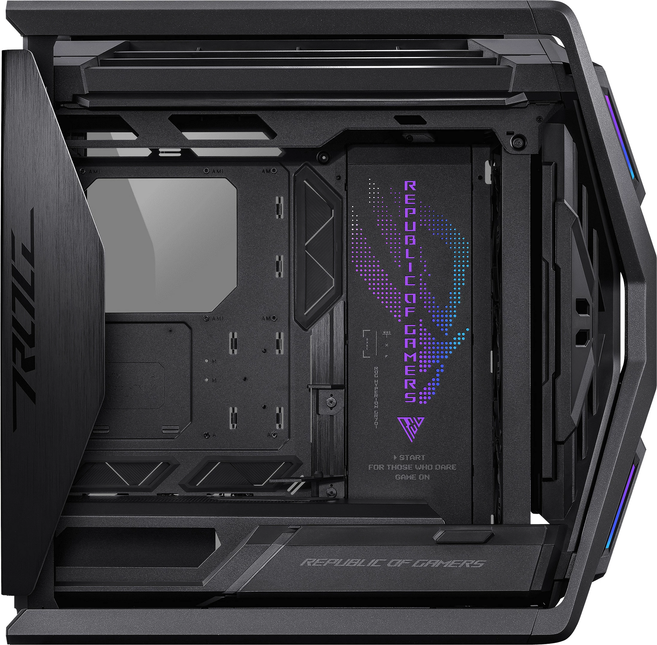 Kasë ASUS ROG Hyperion GR701 BTF Edition, Tower, RGB, xham i temperuar, e zezë/transparent