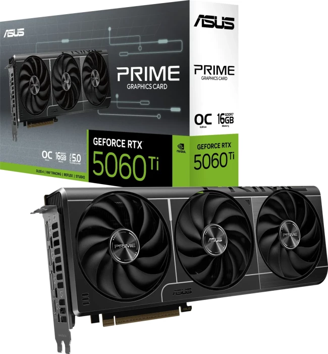 Kartelë grafike ASUS Prime GeForce RTX 5060 Ti OC 16GB GDDR7 PCIe 5.0, e zezë
