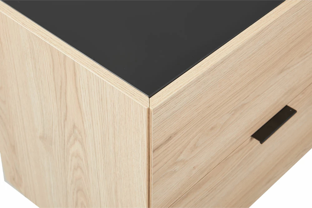 Komodinë Cubius me 2 sirtarë, ngjyrë natyrale, 58x39x54.2cm