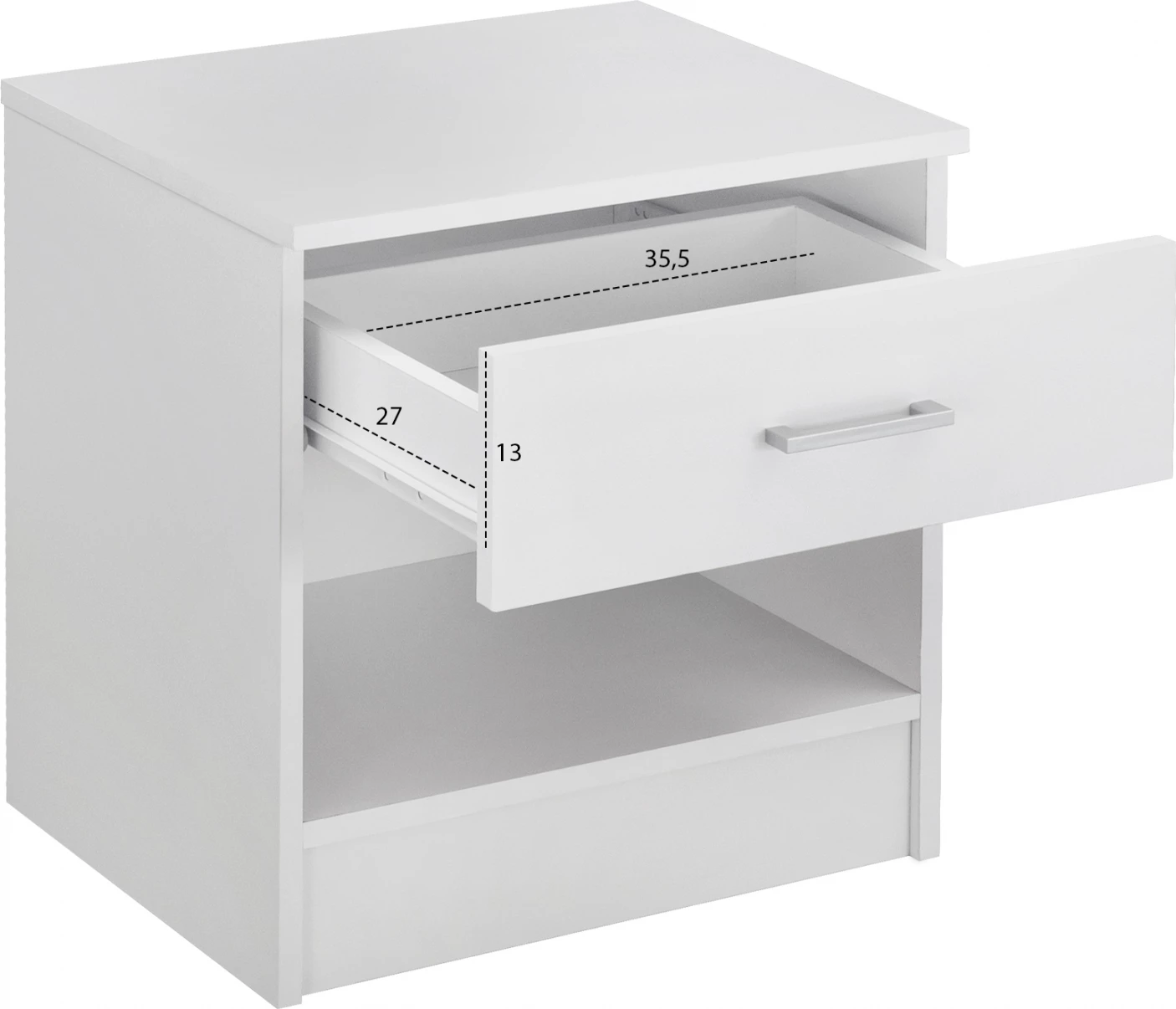 Komodinë nate me 1 sirtar, ngjyrë e bardhë, FH2345.05, 45x35,5x47 cm