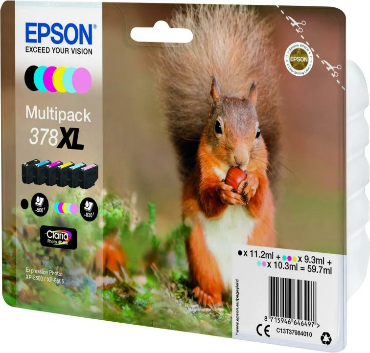 Kartush boje, Epson, 378XL C13T37984010, Claria Photo HD, XL, 6 ngjyra, 60 ml, multipack