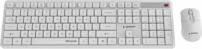 Tastierë dhe mi pa kabllo Gembird Silent Key Pro Business, të bardha, set