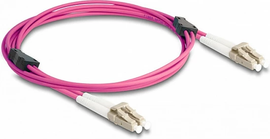 Kabllo fibër optike DeLOCK LC Duplex–LC Duplex, OM4 multi-mode, 2m, me armaturë metalike, violet