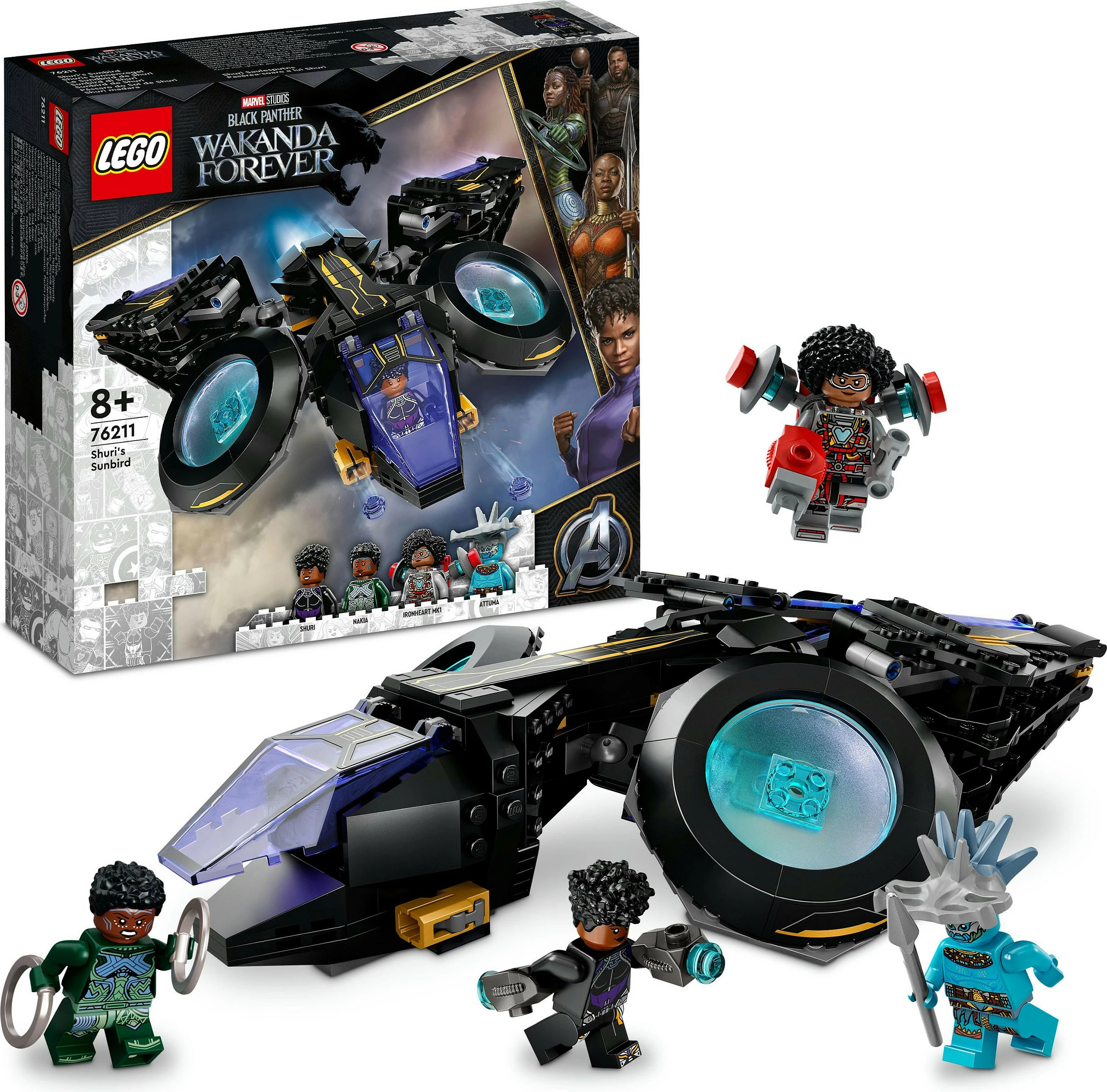 Set ndërtimi LEGO Marvel Shuri's Sunbird, 355 pjesë, plastikë, shumëngjyrësh