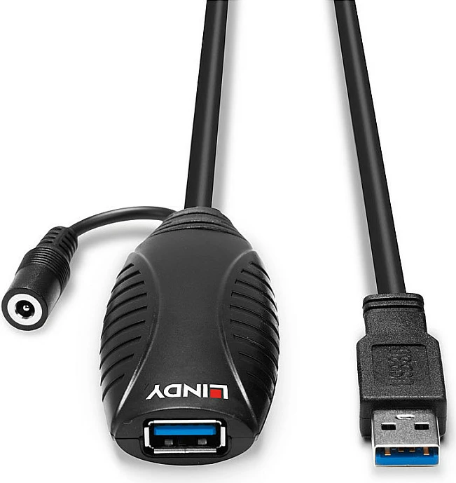 Kabllo zgjatëse aktive USB 3.0 Lindy 10m, USB-A mashkull në USB-A femër, 5Gbps, e zezë