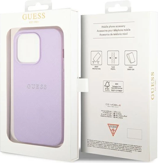 Mbështjellës Guess Saffiano Strap për iPhone 14 Pro Max 6.7", Vjollcë