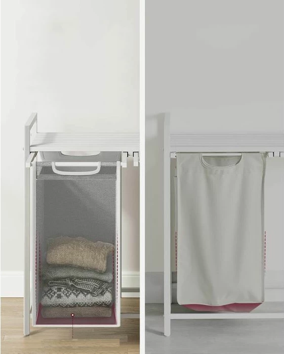 Shportë rrobash VASAGLE BLH201W01, 2 ndarje 92 L, me raft, 73x33x72 cm, e bardhë